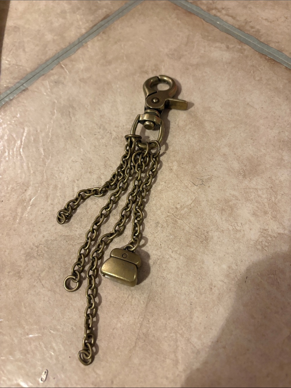 Tassel Key & Card Holder Charm in Antique Brass solid